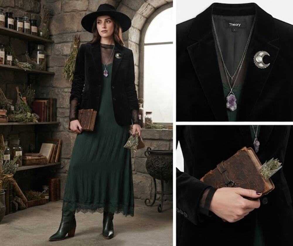 Theory Black Velvet 2-Button Blazer Jacket Size 10 Whimsigoth Witchy